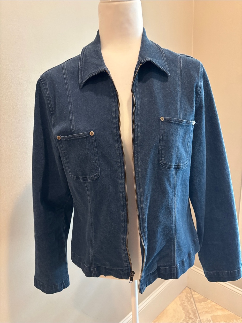 Rafaella Dark blue Denim Zip-Front Jacket